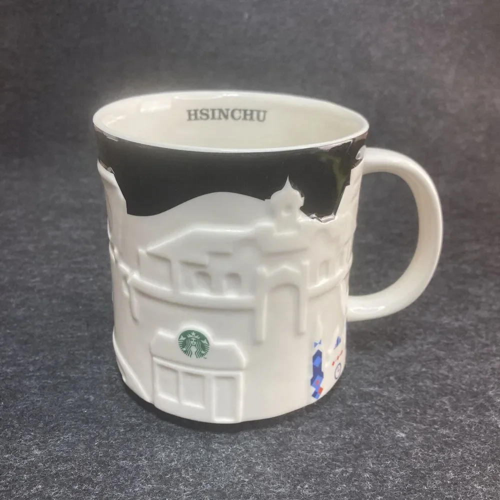 Starbucks Hsinchu‎ 2013 Relief 3D Coffee Tea Cup Mug 16 oz City Skyline Black